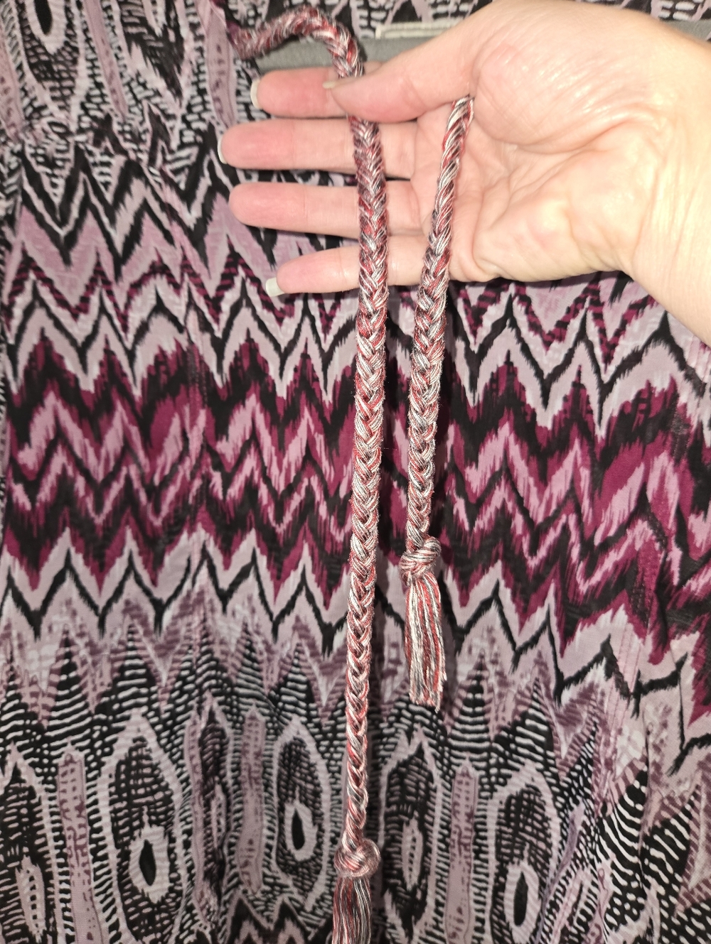 Outback Trading Company V-Neck Western Peasant Blouse Purple and Black XL - Picture 2 of 12